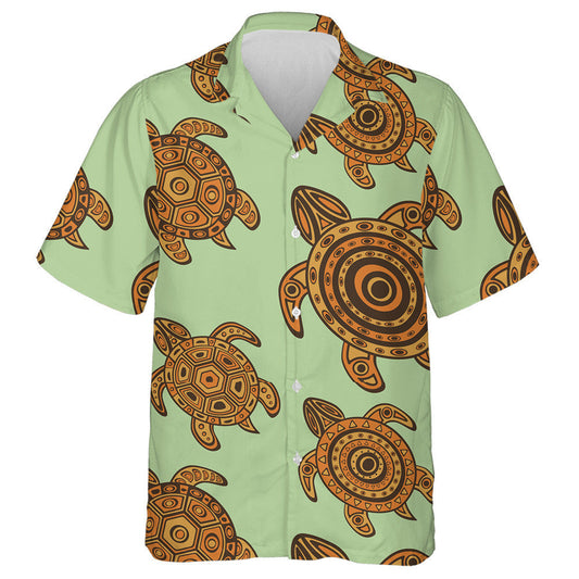 Colorful Vintage Background With Sea Turtles Hawaiian Shirt,Hawaiian Shirt Gift, Christmas Gift