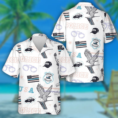 Bratach Póilíní Retro USA Iolar Patrún na Saoirse Léine Haváís, Bronntanas Léine Haváíais, Bronntanas Nollag