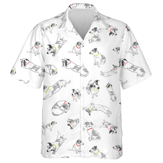Beagle Dog Different Poses With Colorful Collar Hawaiian Shirt, Hawaiian Shirt Gift, Christmas Gift