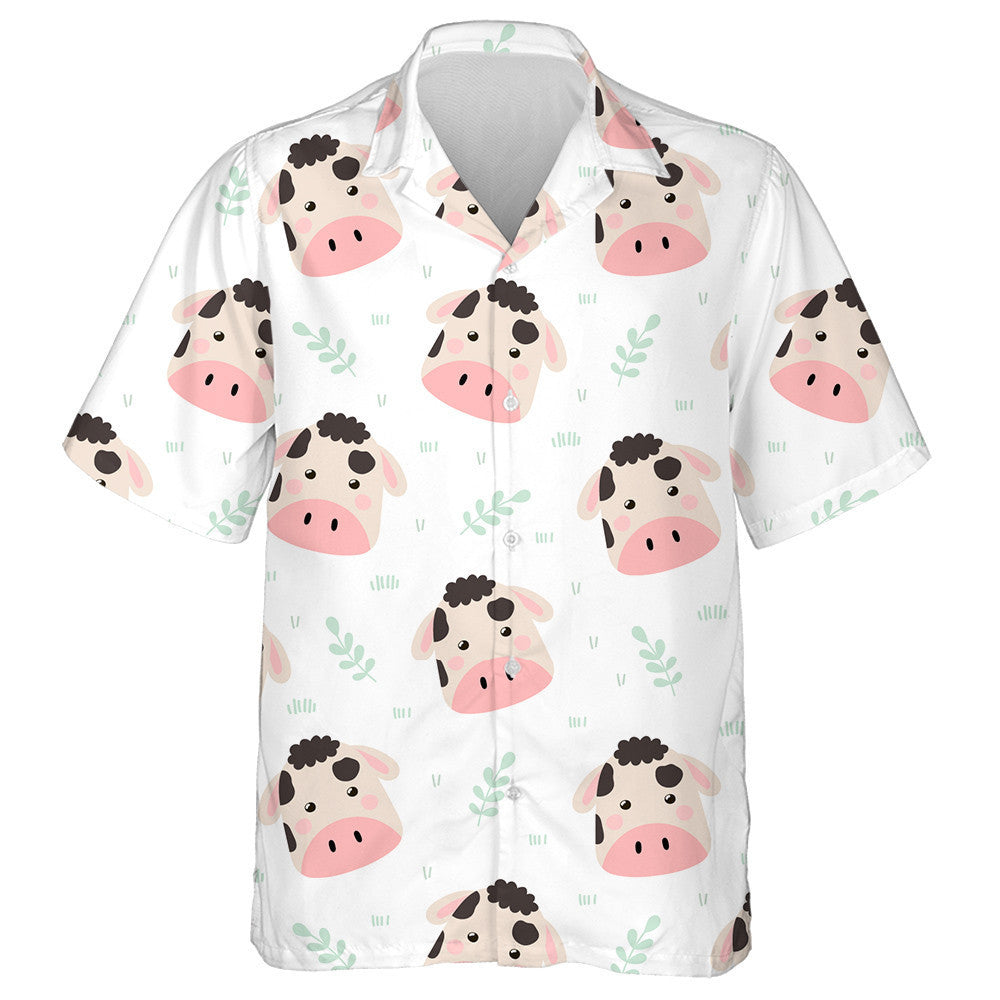 Cartoon Face Of Baby Cow Doodle Style Hawaiian Shirt, Hawaiian Shirt Gift, Christmas Gift