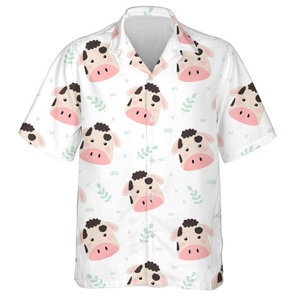 Cartoon Face Of Baby Cow Doodle Style Hawaiian Shirt, Hawaiian Shirt Gift, Christmas Gift