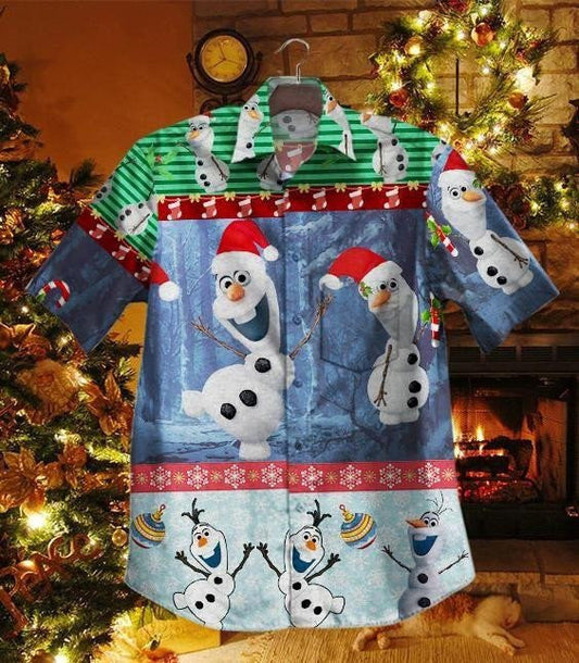 Cúlra Foraoise na Nollag Greannmhar Olaf Dearaidh Vintage Léine Haváís, Léine Haváís, Bronntanas Nollag