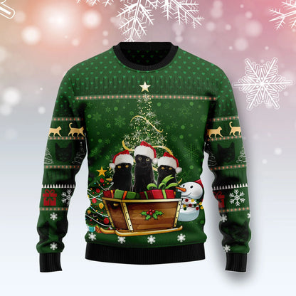 Black Cat Group Xmas unisex womens & mens, couples matching, friends, funny family ugly christmas holiday sweater gifts