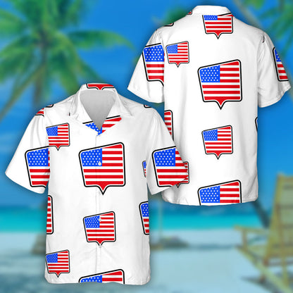 Bosca Comhrá le Bratach Mhonacrómach Mheiriceá ar Chúlra Bán Léine Haváí, Bronntanas Léine Haváíais, Bronntanas Nollag