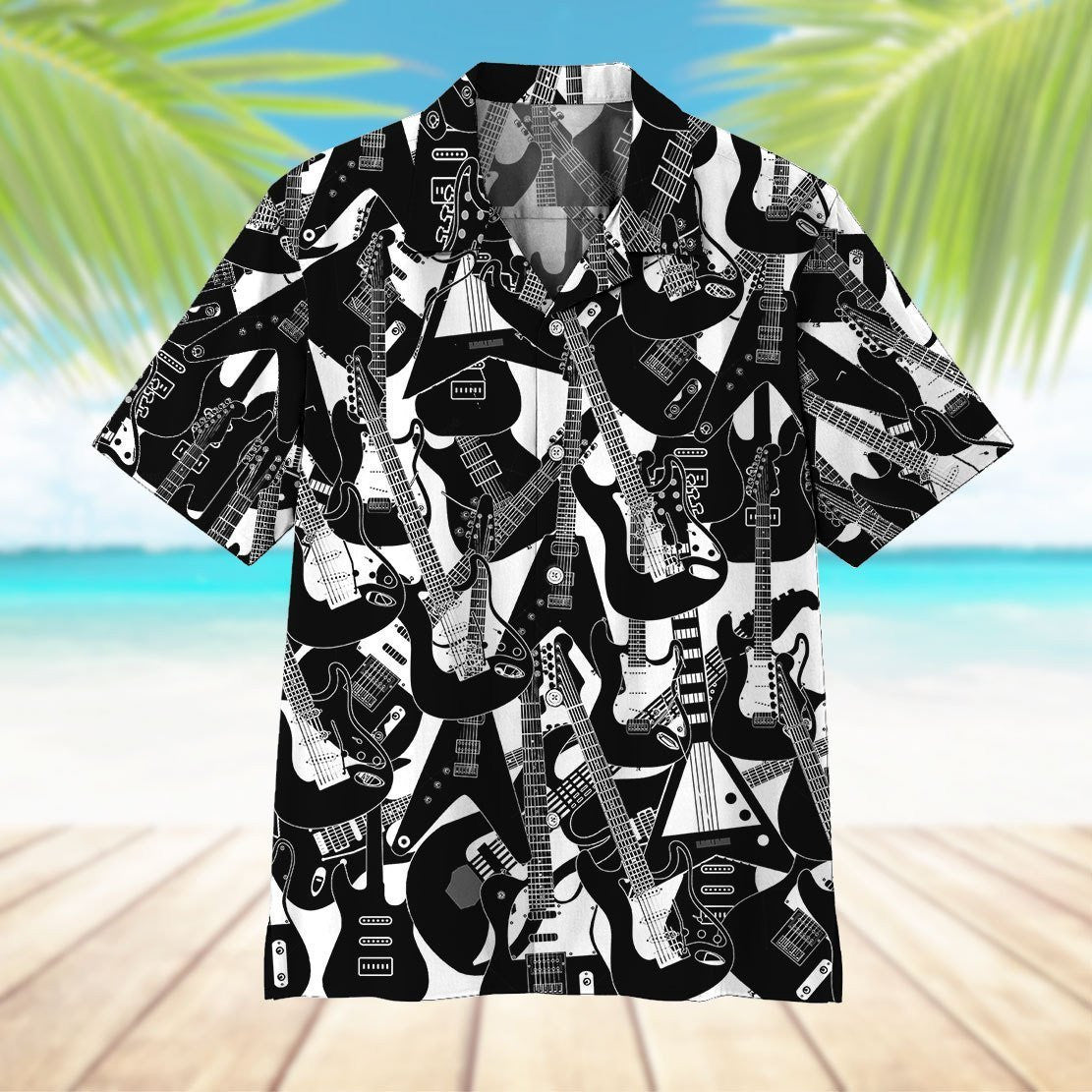 Electric Guitar Artistic Background Design Hawaiian Shirt,Hawaiian Shirt Gift, Christmas Gift