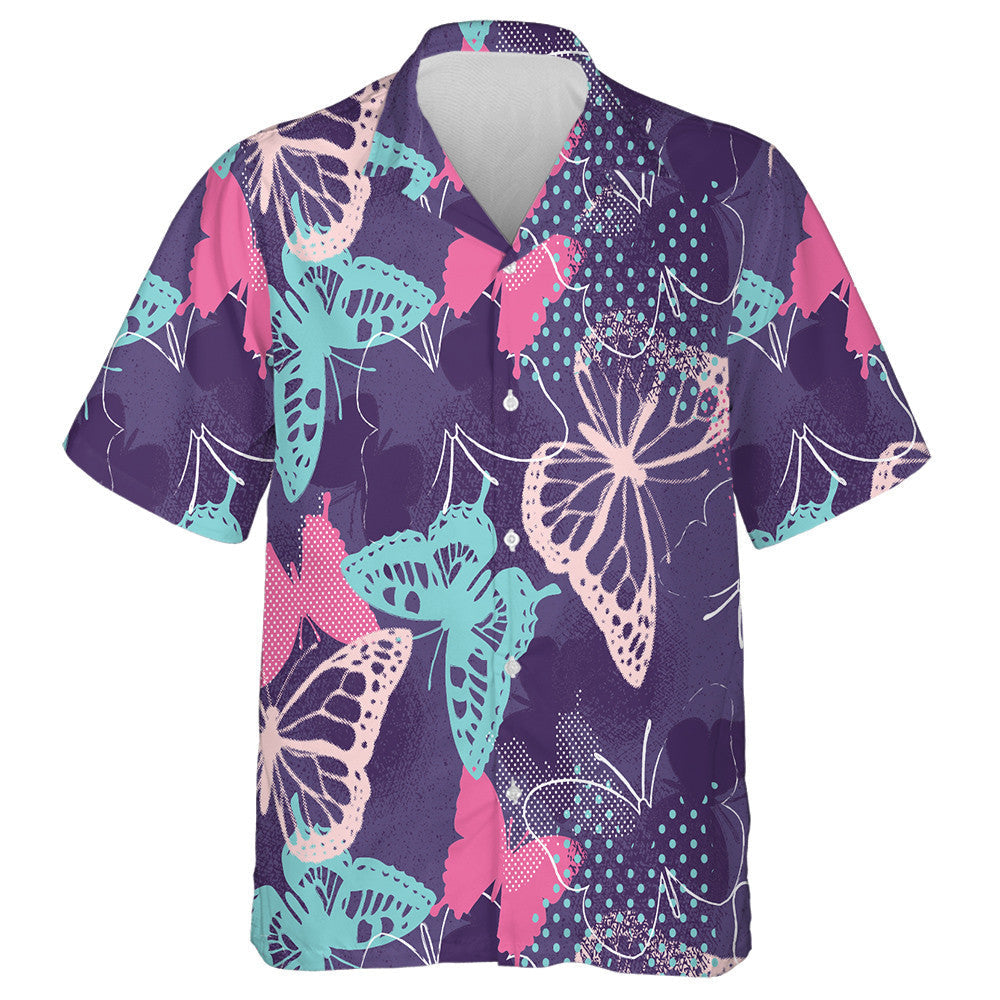 Pixelated Graffiti Butterflies In A Pretty Color Hawaiian Shirt, Hawaiian Shirt Gift, Christmas Gift