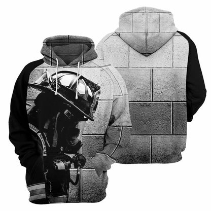 Black And White Firefighter - 3D All Over Printed Shirt Tshirt Hoodie Apparel
