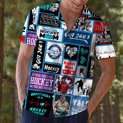 Heartbeat Of A Hockey Design Hawaiian Shirt, Hawaiian For Gift