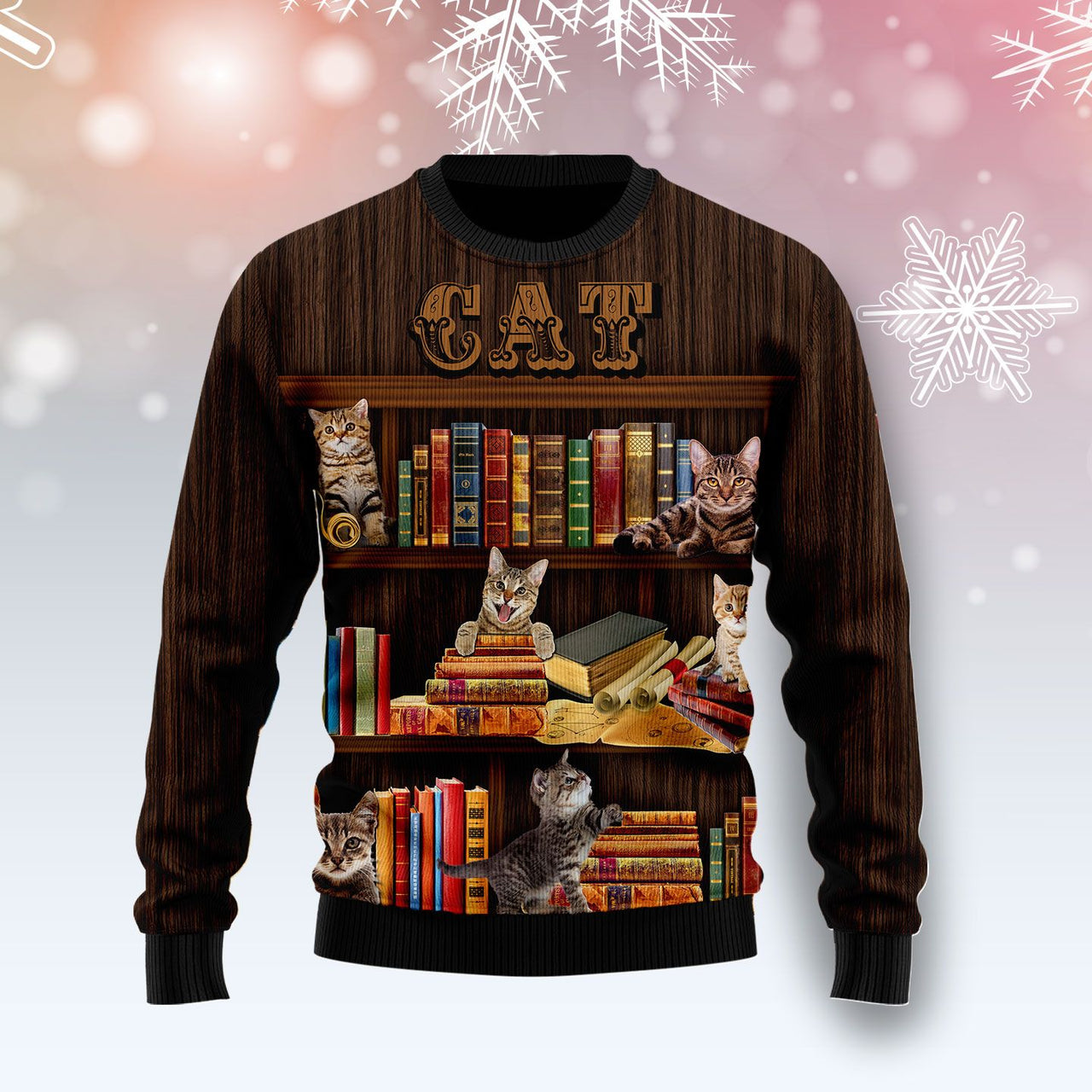 Cat Bookcase Ugly Christmas Sweater,Christmas Ugly Sweater,Christmas Gift,Gift Christmas 2022