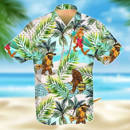 Cute Bigfoot Colorful Background Design Hawaiian ShirtHawaiian Shirt Gift, Christmas Gift