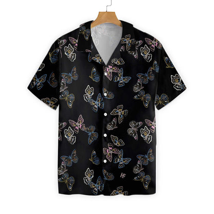 Into Darkness Paint Brush Butterflies Design Hawaiian Shirt, Hawaiian For Gift