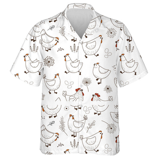 Funny Chicken With Egg Leaf And Dandelion Hawaiian Shirt, Hawaiian Shirt Gift, Christmas Gift