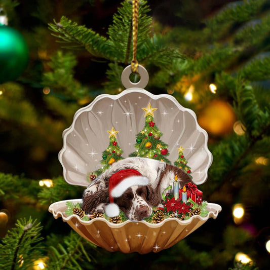 Cute English Springer Spaniel Sleeping in Pearl Dog Christmas Ornament Flat Acrylic, Christmas Gift,Christmas Decoration