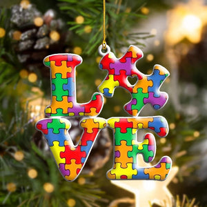 Autism Love Shape Ornament, Christmas Ornament Gift, Christmas Gift, Christmas Decoration