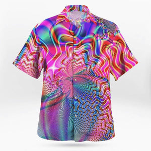 Colorful Psychedelic Illusion Pattern Hawaiian Shirt, Hawaiian For Gift