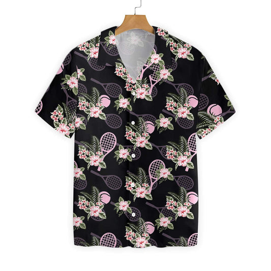 Tropical Tennis With Black Skin Pattern Hawaiian Shirt, Hawaiian For Gift