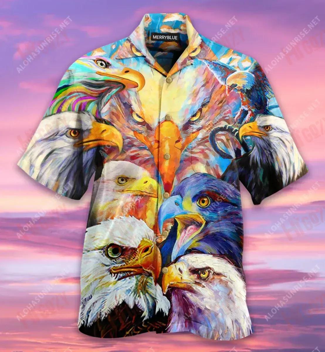 Colorful Eagles Unisex Short Sleeve Shirt Hobbies Aloha Shirt Hawaiian Crazy Shirts Hawaiian Shirts For Women, Hwaiian For Gift