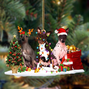 American Hairless Terrier-Christmas Dog Friends Hanging Christmas Plastic Hanging Ornament, Christmas Ornament Gift, Christmas Gift, Christmas Decoration