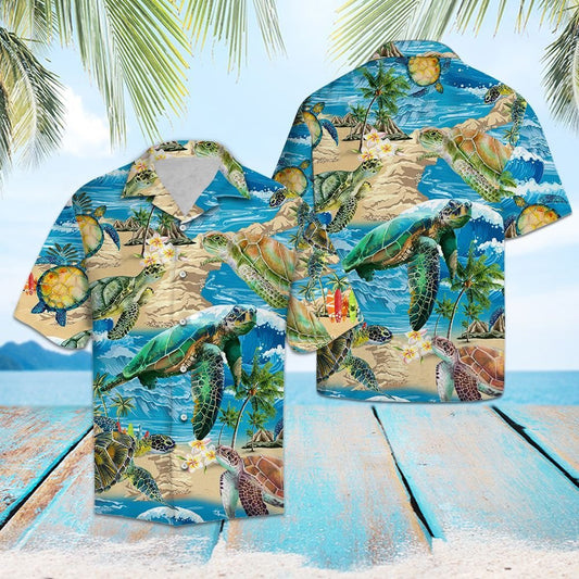 Appealing Turtle Beach Summer Vacation Pattern Hawaiian Shirt, Hawaiian Shirt Gift, Christmas Gift