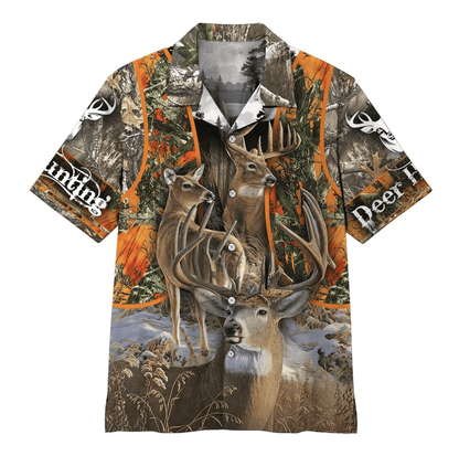 Hunting Deer Pattern Wild World Hawaiian Shirt, Hawaiian For Gift