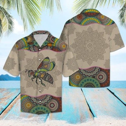 Bee Mandala Hawaiian Shirt Summer,Hawaiian Shirt Gift, Christmas Gift