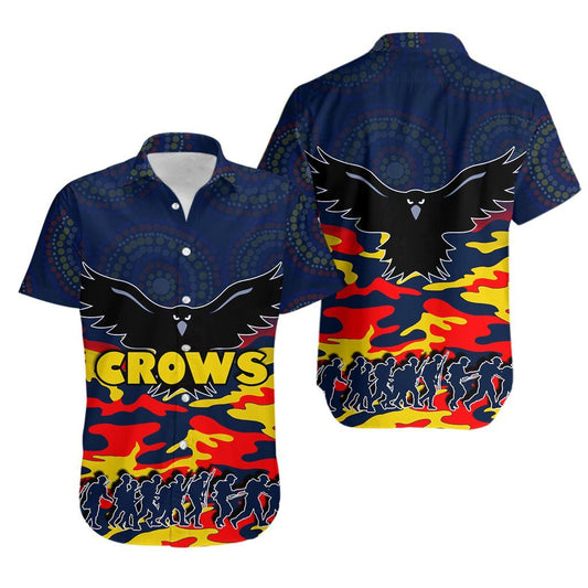 Adelaide Crows Hawaiian Aloha Shirt Lá Anzac Arm Stíl Th4 Shorts Haváís Trá Muinchille Gearr, Bronntanas Nollag