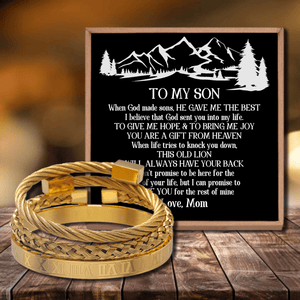 Mom To Son - Always Have Your Back Roman Numeral Bangle Weave Bracelets Set