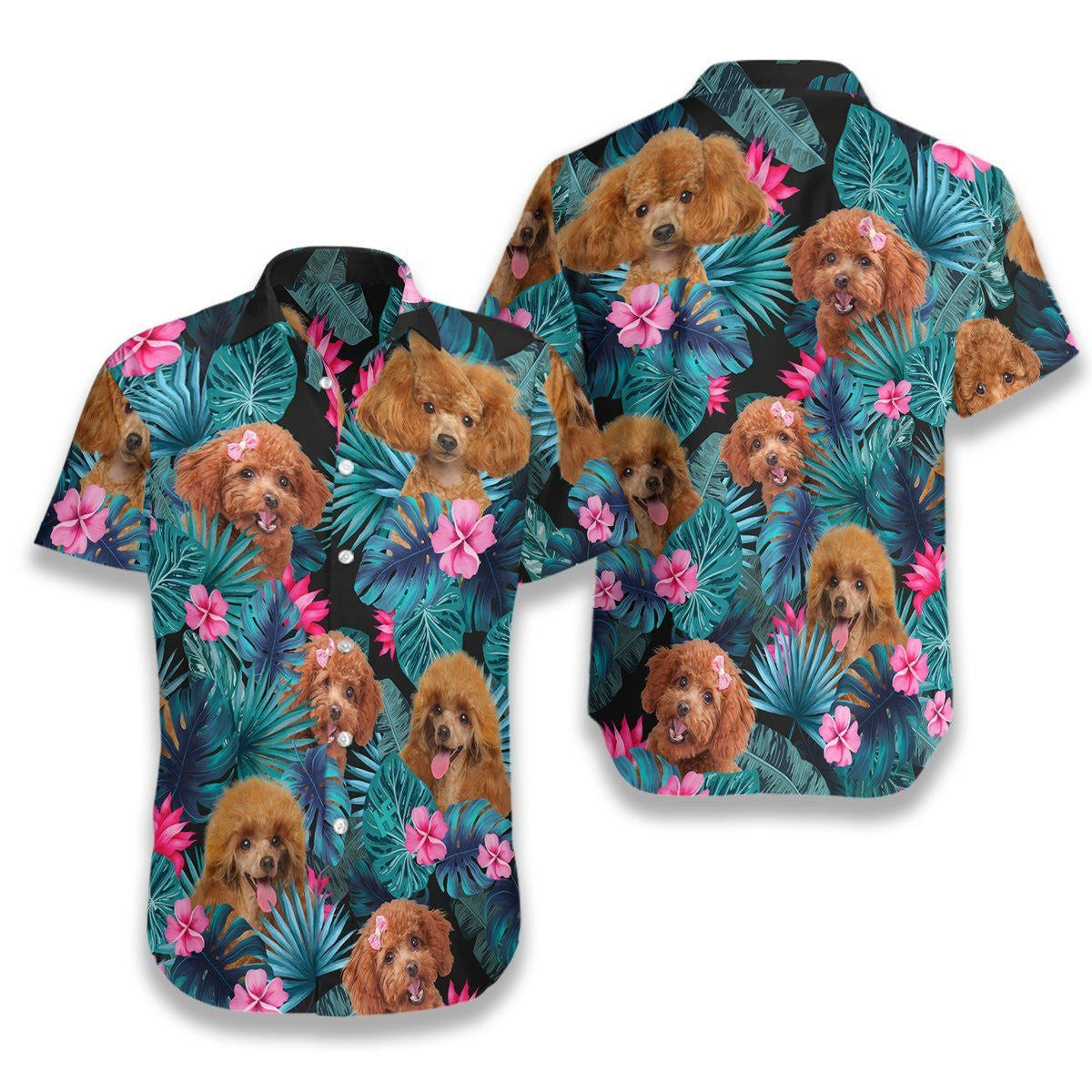 Tropical Poodle Seamless Background Design Hawaiian Shirt,Hawaiian Shirt Gift, Christmas Gift