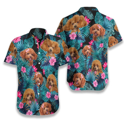 Tropical Poodle Seamless Background Design Hawaiian Shirt,Hawaiian Shirt Gift, Christmas Gift