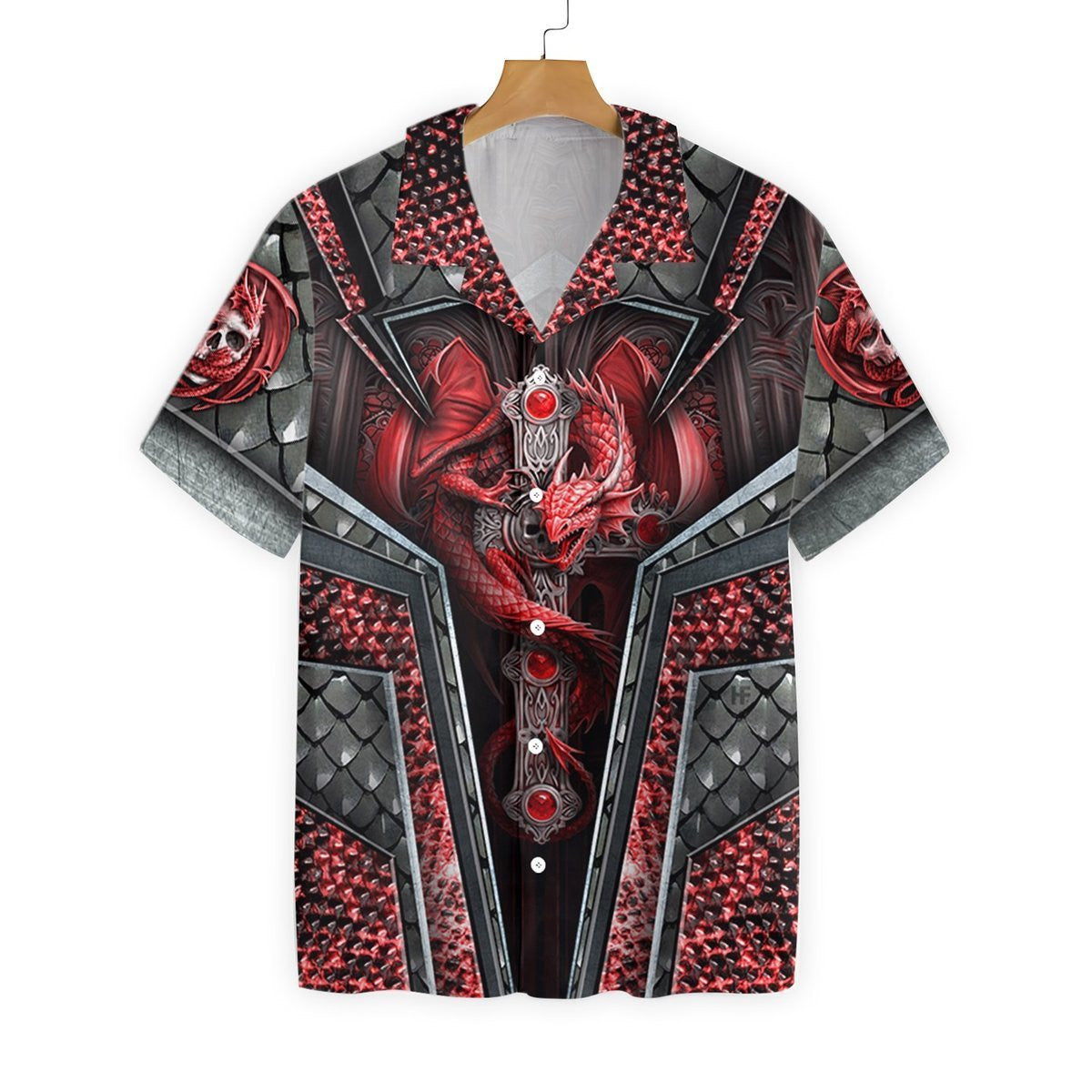 Red Cool Dragon Fantasy Background Hawaiian Shirt,Hawaiian Shirt Gift, Christmas Gift