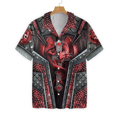 Red Cool Dragon Fantasy Background Hawaiian Shirt,Hawaiian Shirt Gift, Christmas Gift