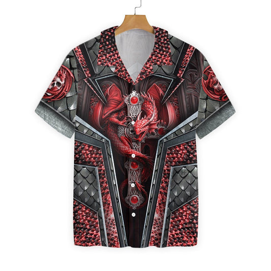 Red Cool Dragon Fantasy Background Hawaiian Shirt,Hawaiian Shirt Gift, Christmas Gift