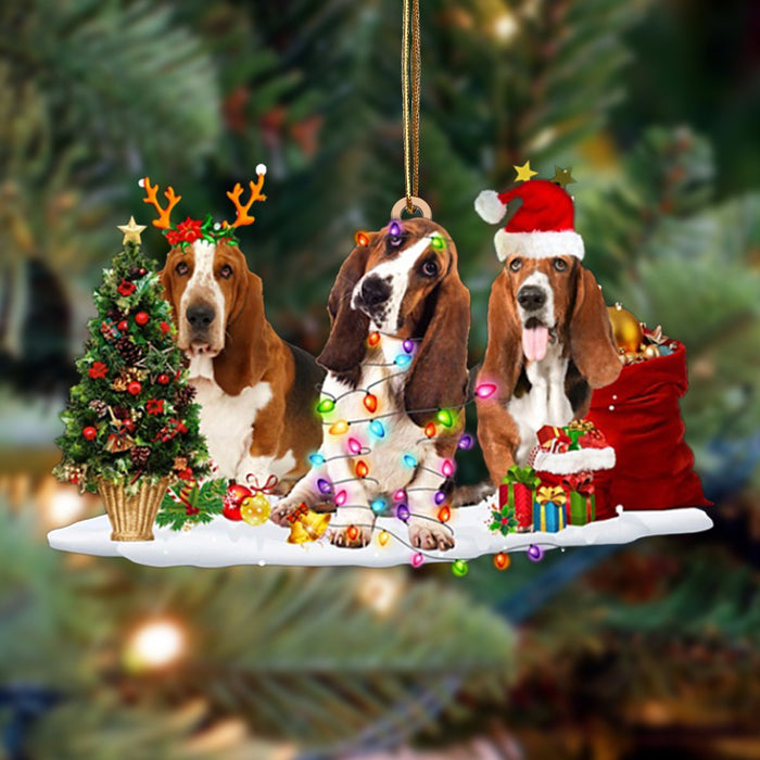 Basset Hound-Christmas Dog Friends Hanging Christmas Plastic Hanging Ornament, Christmas Ornament Gift, Christmas Gift, Christmas Decoration