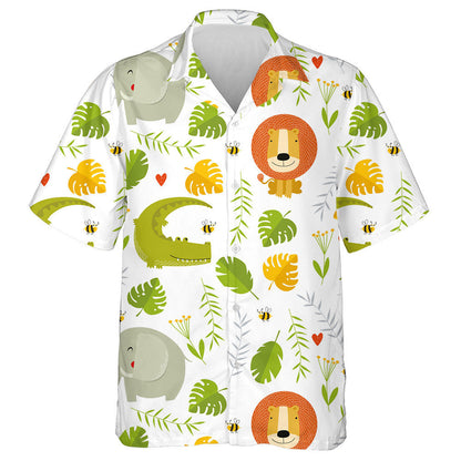 Lion Crocodile Bee Elephant And Tropical Leaf Hawaiian Shirt, Hawaiian Shirt Gift, Christmas Gift