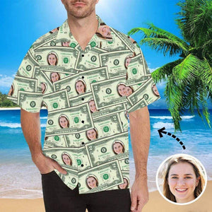 Custom Face Money Men's All Over Print Hawaiian Shirt, Hawaiian Shirt Gift, Christmas Gift