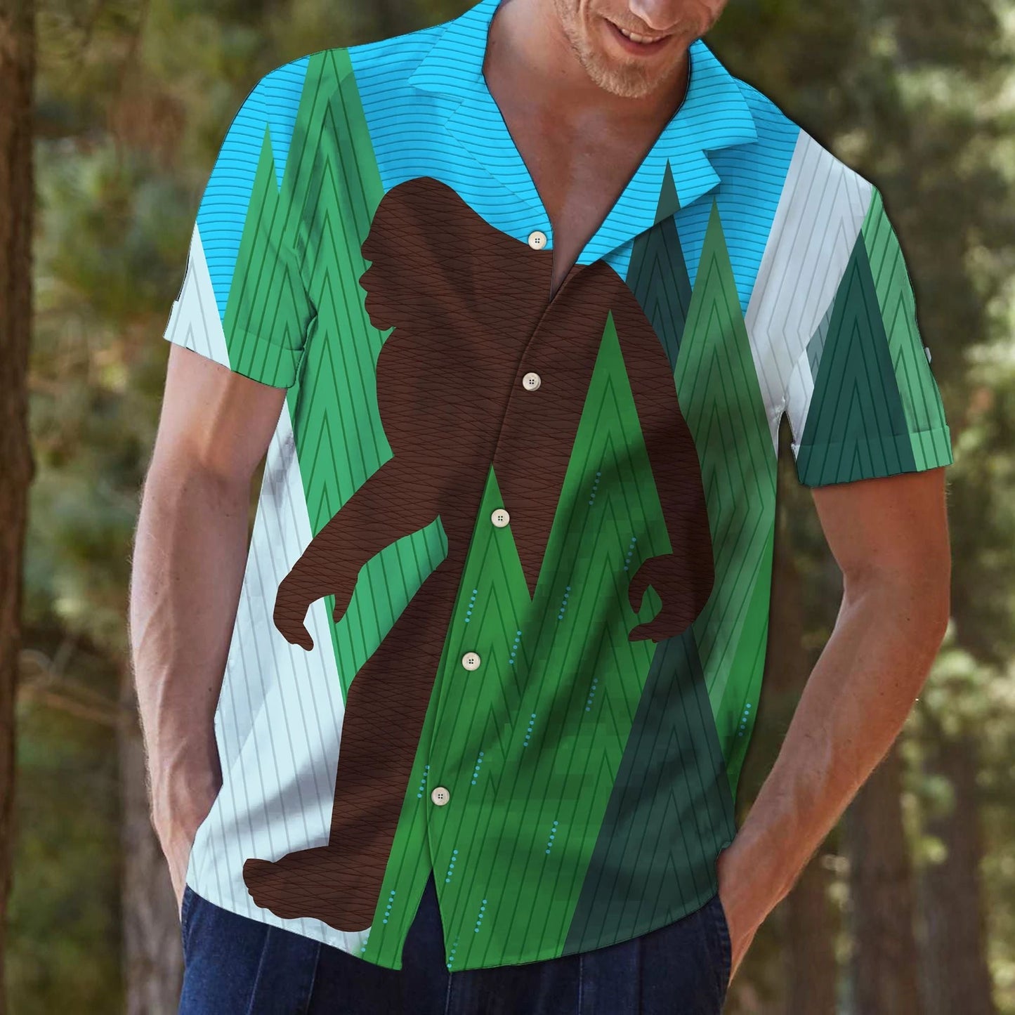 Bigfoot Giant san Ealaín Léiriúcháin Foraoise Léine Haváís, Bronntanas Léine Haváí, Bronntanas Nollag