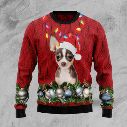 Chihuahua Christmas Beauty unisex womens & mens, couples matching, friends, funny family ugly christmas holiday sweater gifts