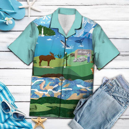 Vivid Daily Of Alaska Design Hawaiian Shirt, Hwaiian For Gift