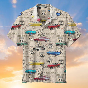 Amazing Vintage Muscle Car On Route 66 Hawaiian Shirt, Hawaiian Shirt Gift, Christmas Gift