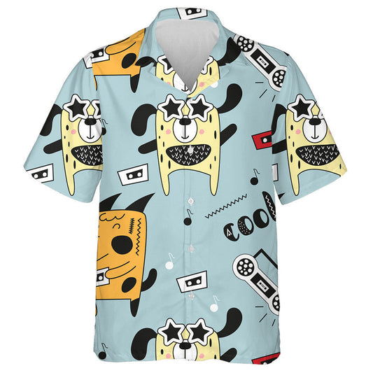 Cool Dogs And Music In Scandinavian Style Hawaiian Shirt, Hawaiian Shirt Gift, Christmas Gift
