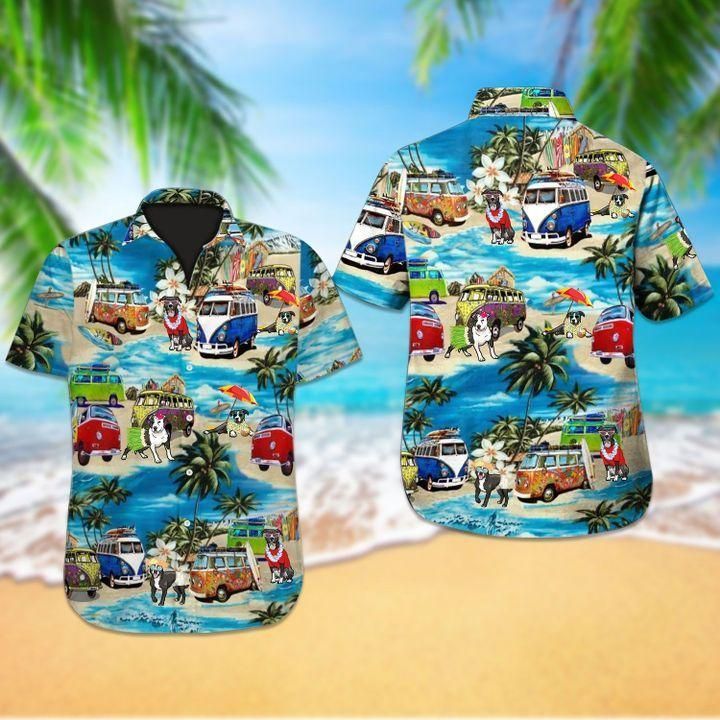 Beach Hawaii Pitbull Dog Hawaiian Shirt,Hawaiian Shirt Gift, Christmas Gift