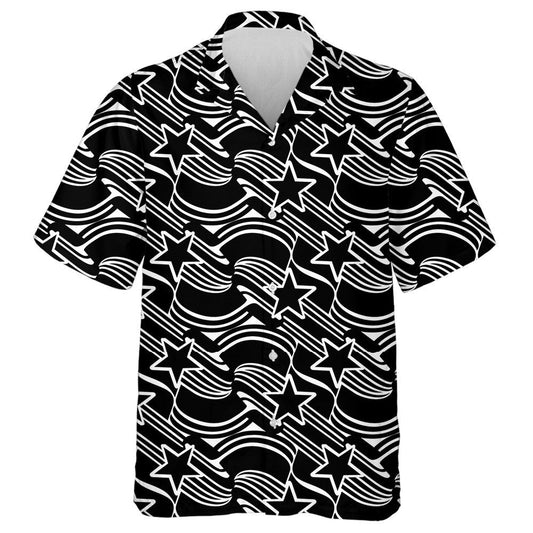 Patrún Imlíne Dubh Agus Bán Striped Agus Réaltaí Léine Haváís, Bronntanas Léine Haváíais, Bronntanas Nollag