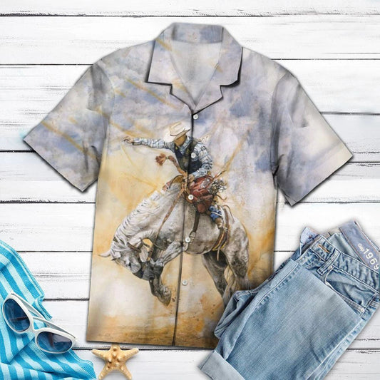 Dust Ground Cowboy Riding Horse Hawaiian Shirt,Hawaiian Shirt Gift, Christmas Gift