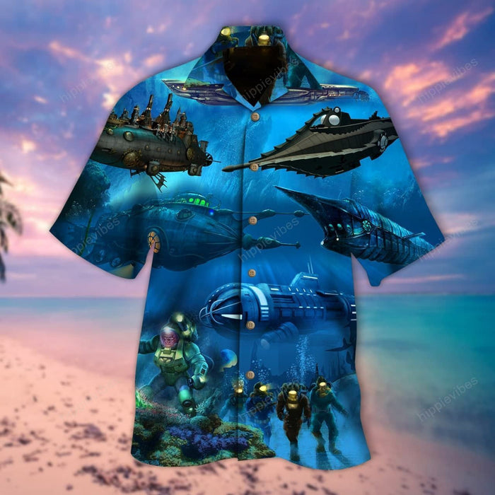 Amazing Giant Submarine Under The Sea Design Hawaiian Shirt, Hawaiian Shirt Gift, Christmas Gift