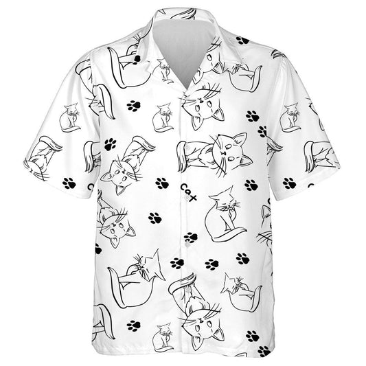 Cool Cats On A White Background Hawaiian Shirt,Hawaiian Shirt Gift, Christmas Gift