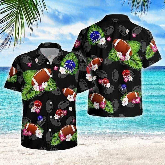 Colorful Football And Summer Tropical Hawaiian Shirt, Hawaiian For Gift