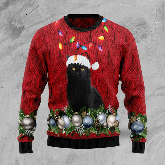 Black Cat Christmas Beauty Ugly Christmas Sweater, Christmas Ugly Sweater,Christmas Gift,Gift Christmas 2022