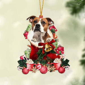 American Bulldog 1-Red Boot Hanging Christmas Plastic Hanging Ornament, Christmas Shape Ornament, Happy Christmas Ornament, Christmas Shape Ornament, Happy Christmas Ornament, Christmas Ornament Gift, Christmas Gift, Christmas Decoration