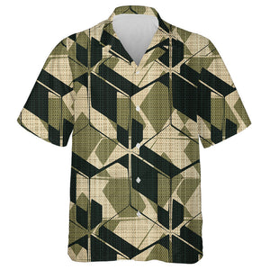 Abstract Cube Geometric Green Camo Military Pattern Hawaiian Shirt, Hawaiian Shirt Gift, Christmas Gift