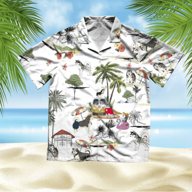 Alaska Malamute Beach Style Pretty Ornamental Hawaiian Shirt,Hawaiian Shirt Gift, Christmas Gift